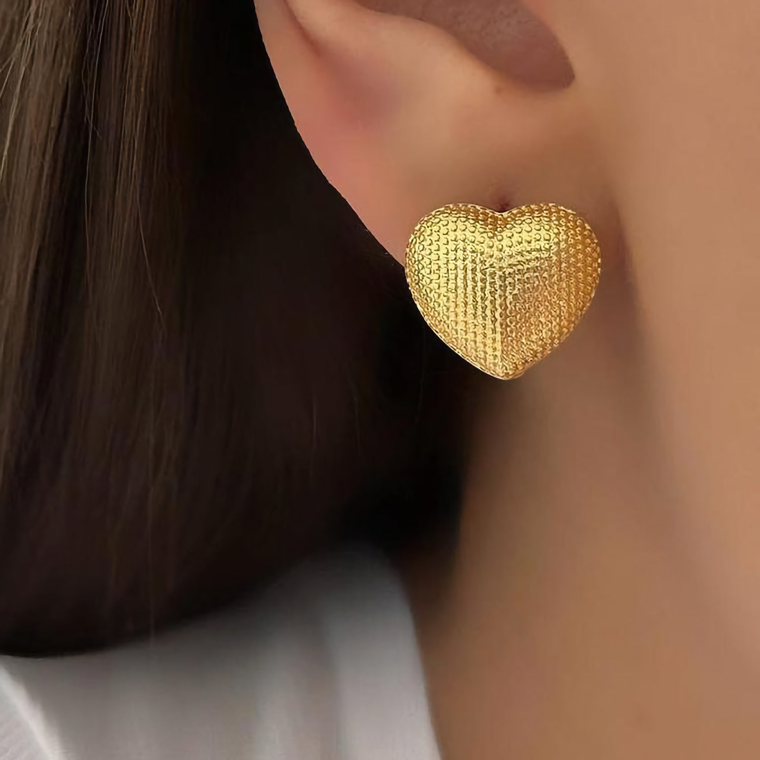 Cecelia Textured Heart Earrings