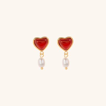 Sabina Pearl Heart Gold Earrings