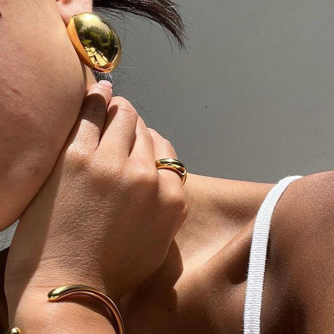 Carrie Chunky Bean Gold Earrings