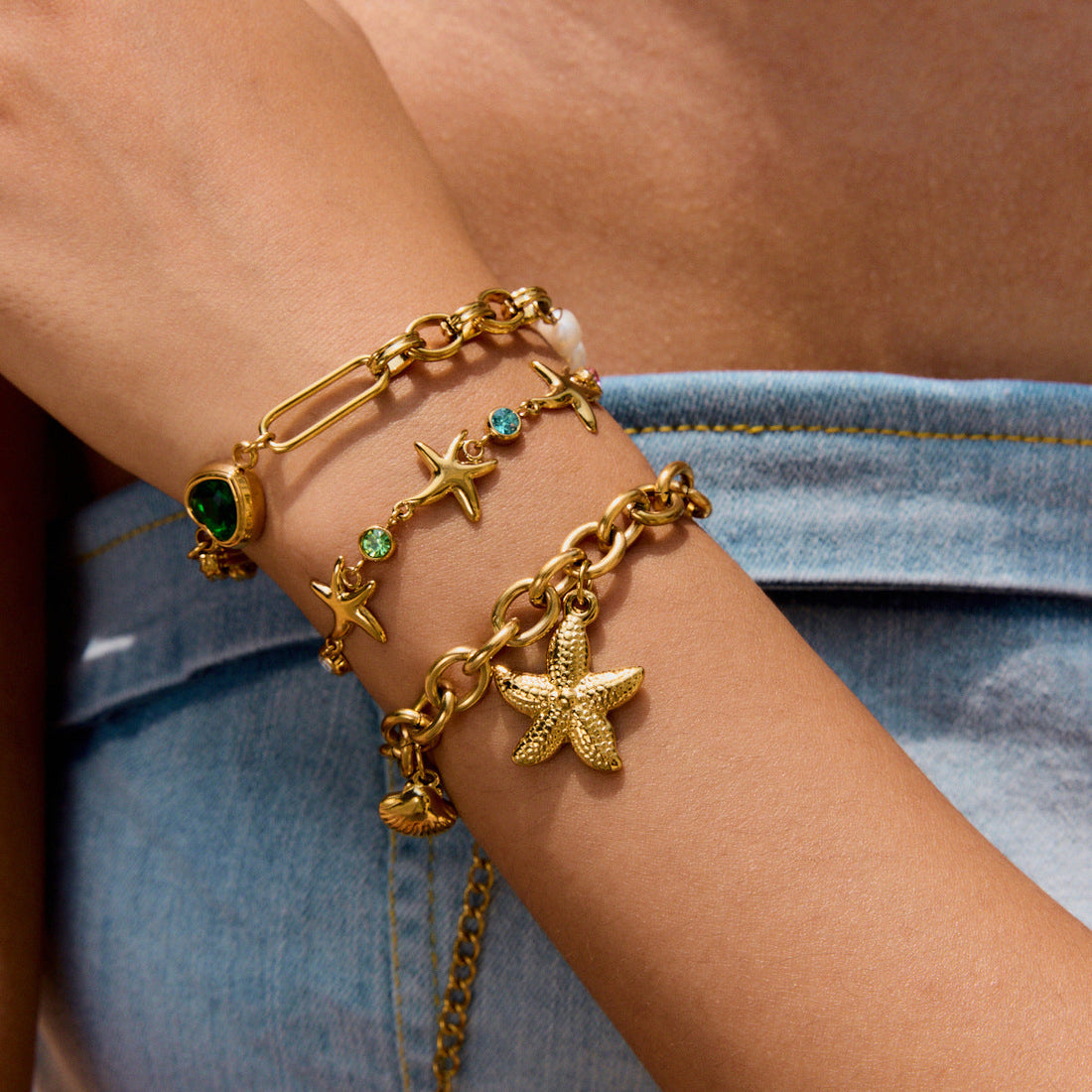 Melanie Emerald Pearl Bracelet