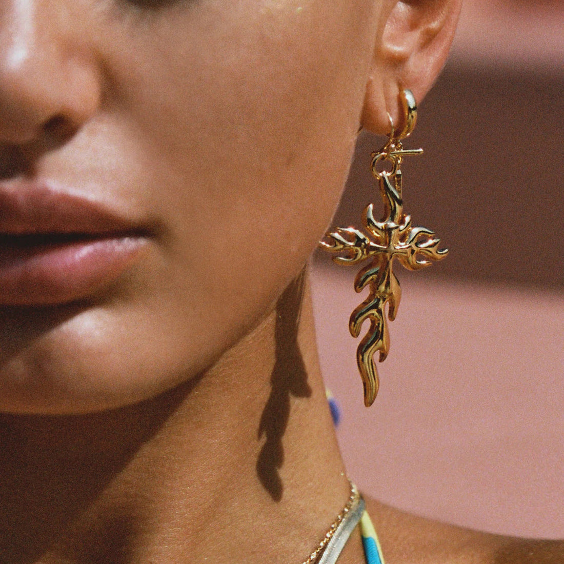 Adrielle Branched Cross Gold Earrings