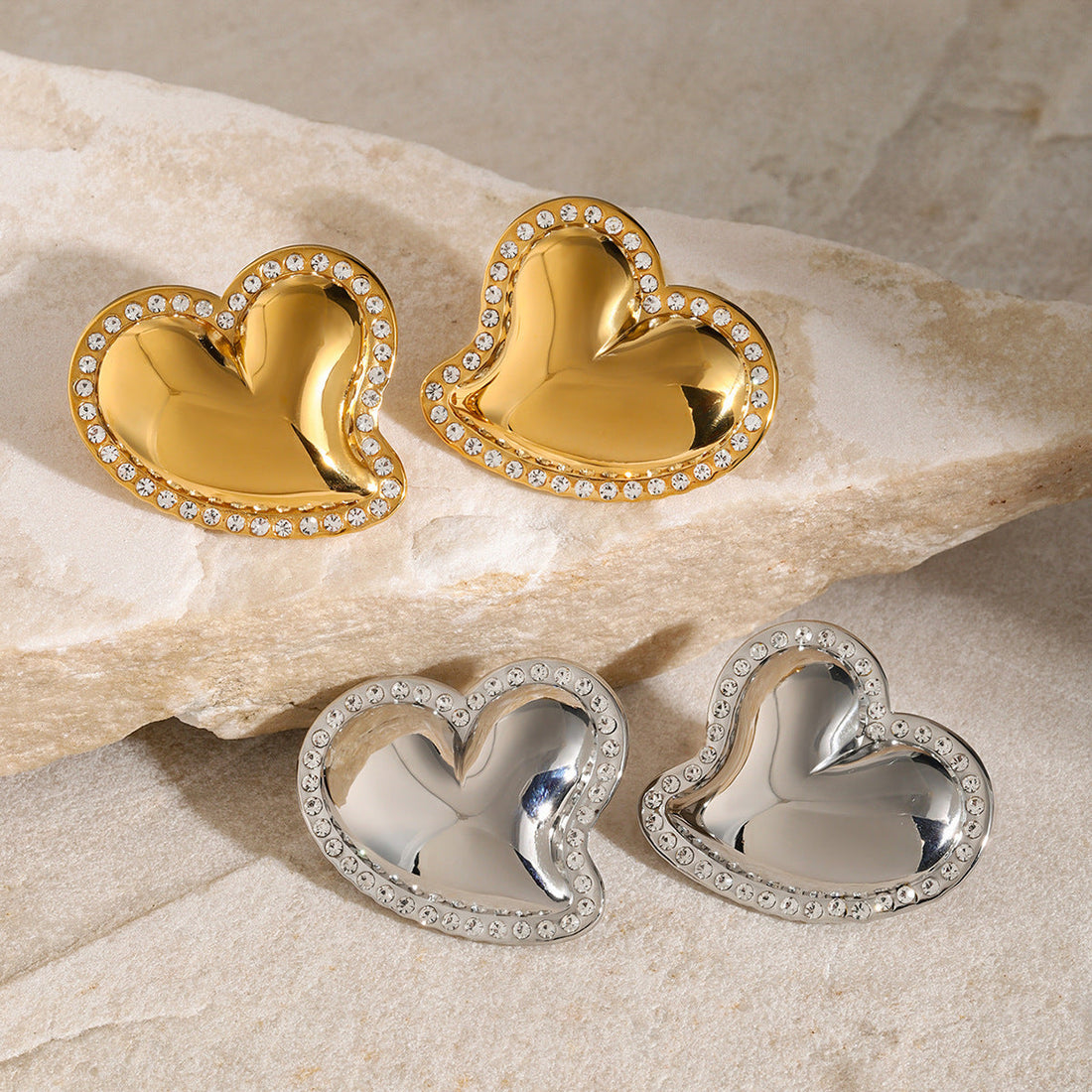 Holly Heart Gold Earrings