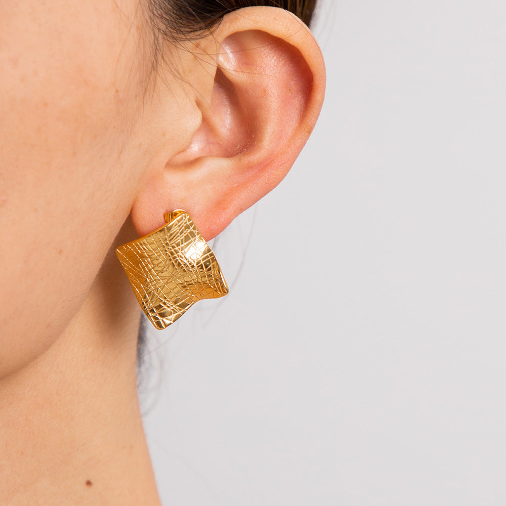 Celestina Creased Gold Sheet Earrings