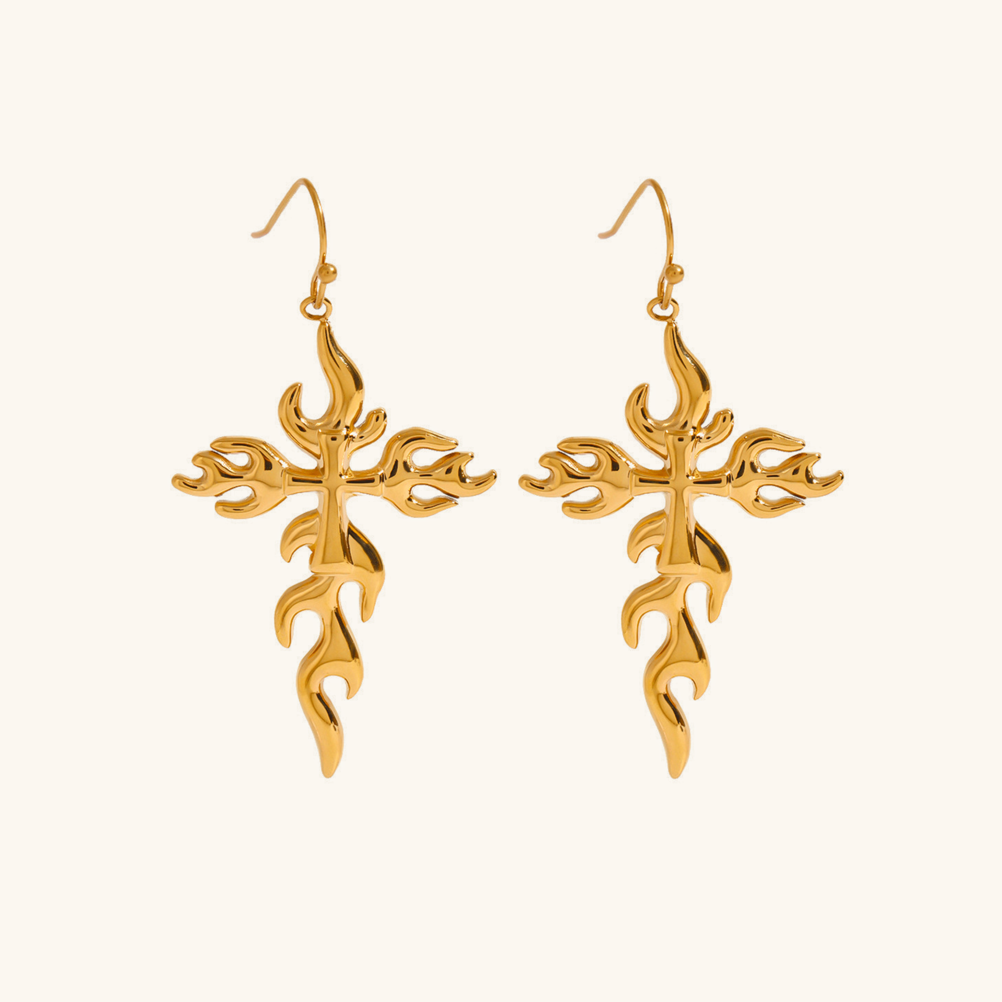 Adrielle Branched Cross Gold Earrings