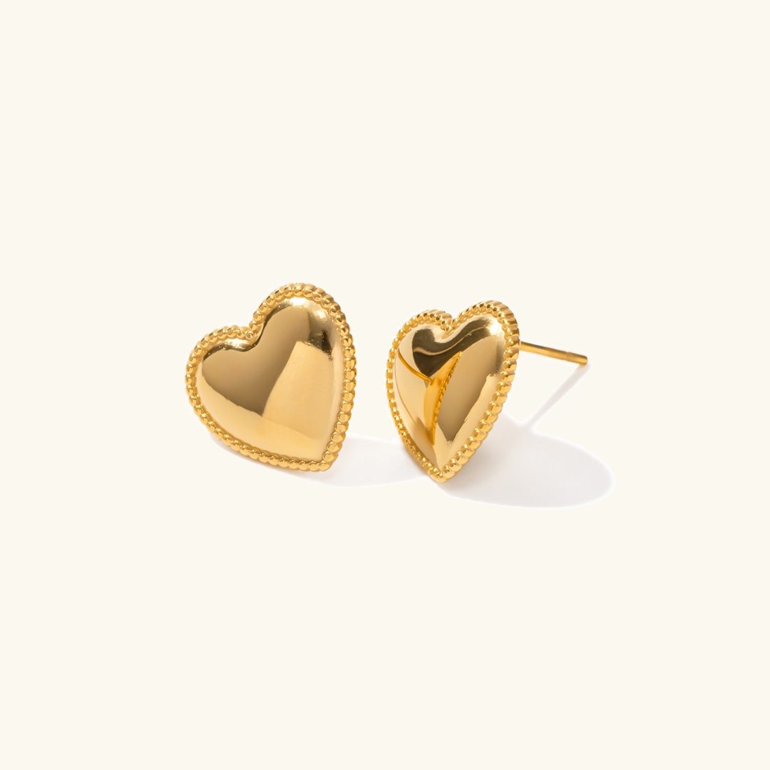 Ruth Heart Gold Earrings