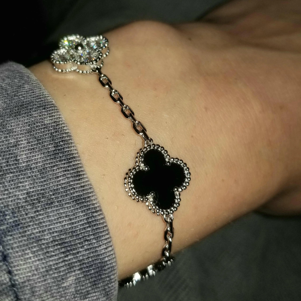 Amber Armband - Silber / Schwarz Diamant