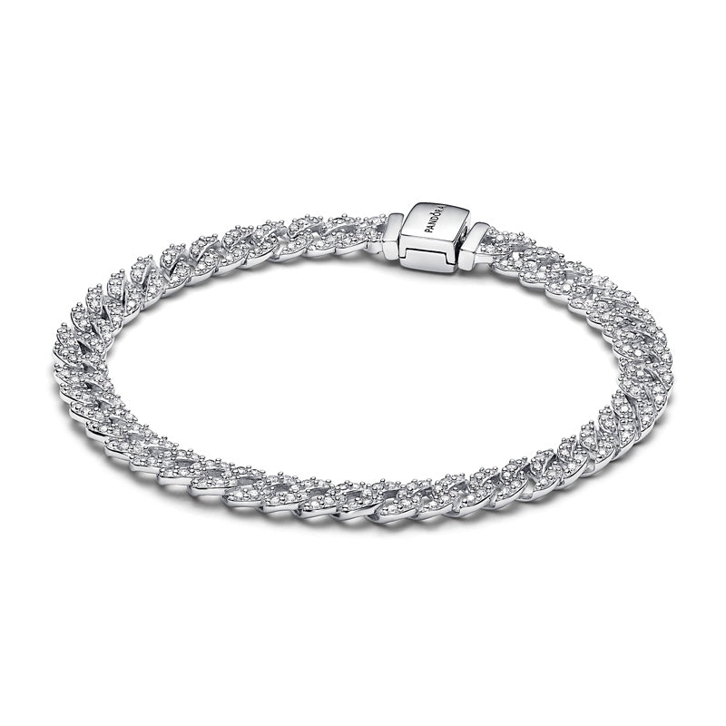 Silbernes zeitloses Pavé-Kettenarmband Ayra